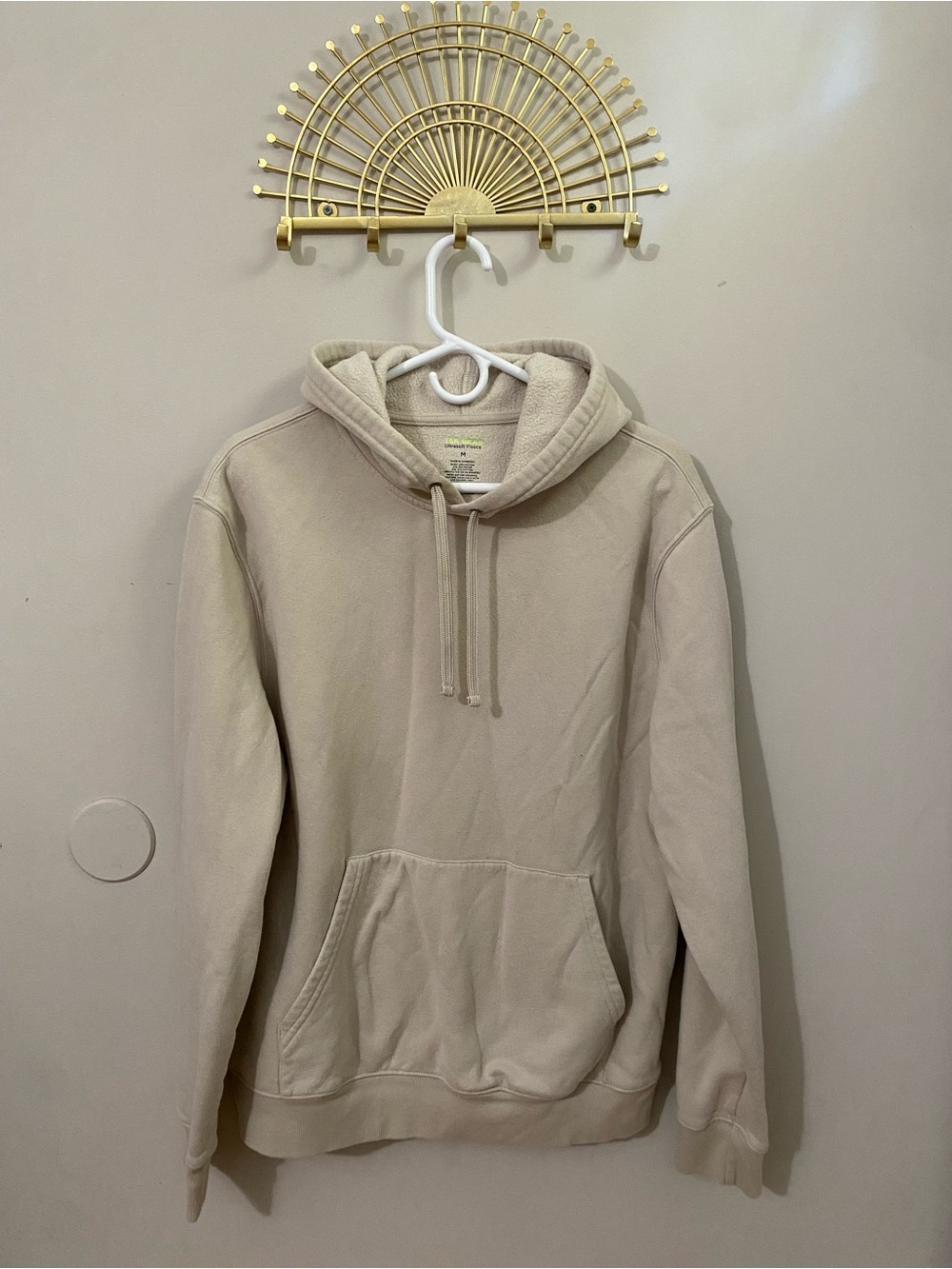 tek gear Men's Beige Pullover Hoodie with Kangaroo Pocket